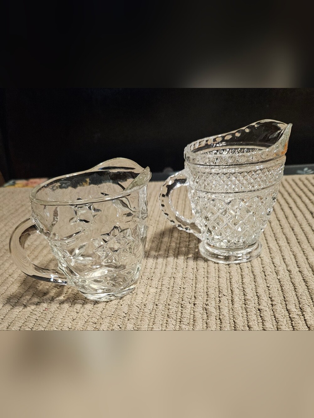 Clear Pressed Glass Creamer and Sugar Set - Elegant Clear Glass